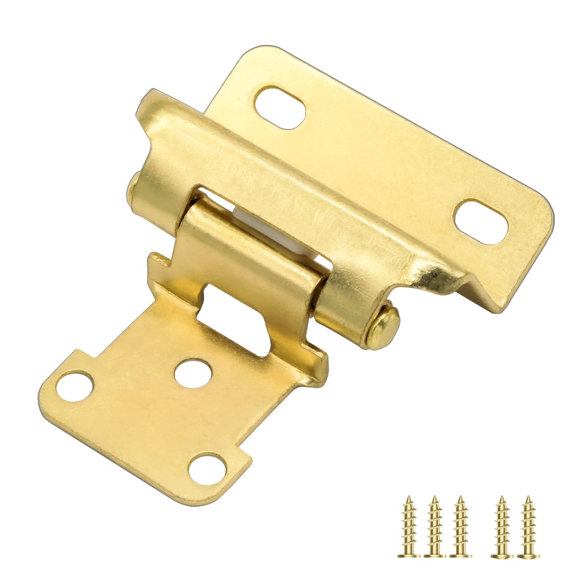 20 Pack (10 Pairs) 1/2 Inch Overlay Partial Wrap Hinges Brass Gold