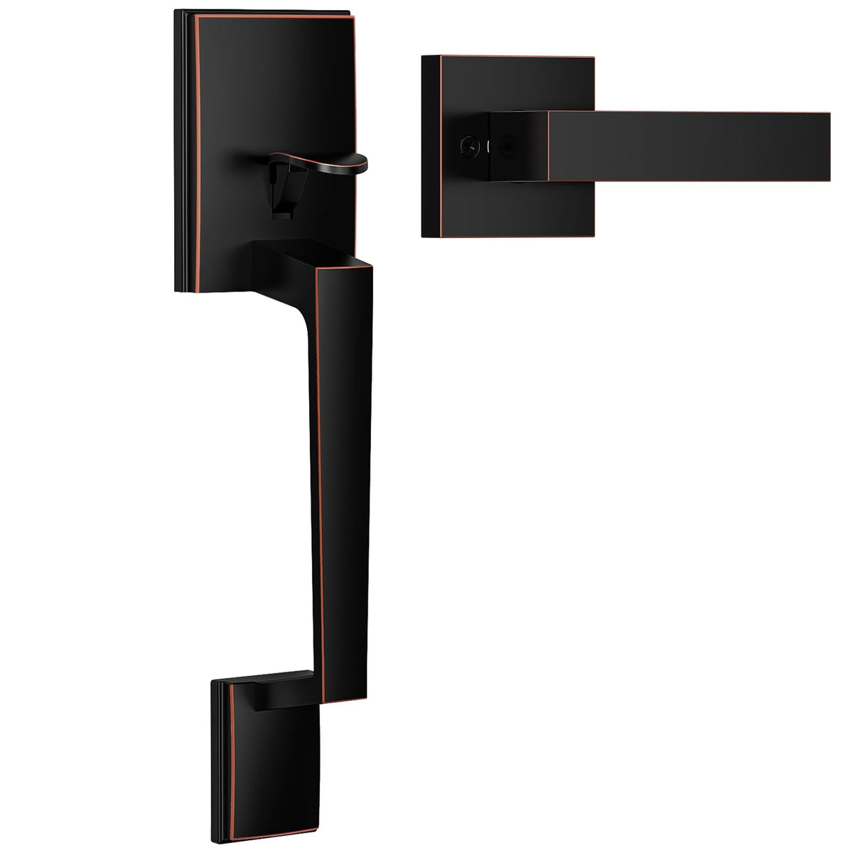 Oil Rubbed Bronze Front Door Handle No Lock with Modern Lever