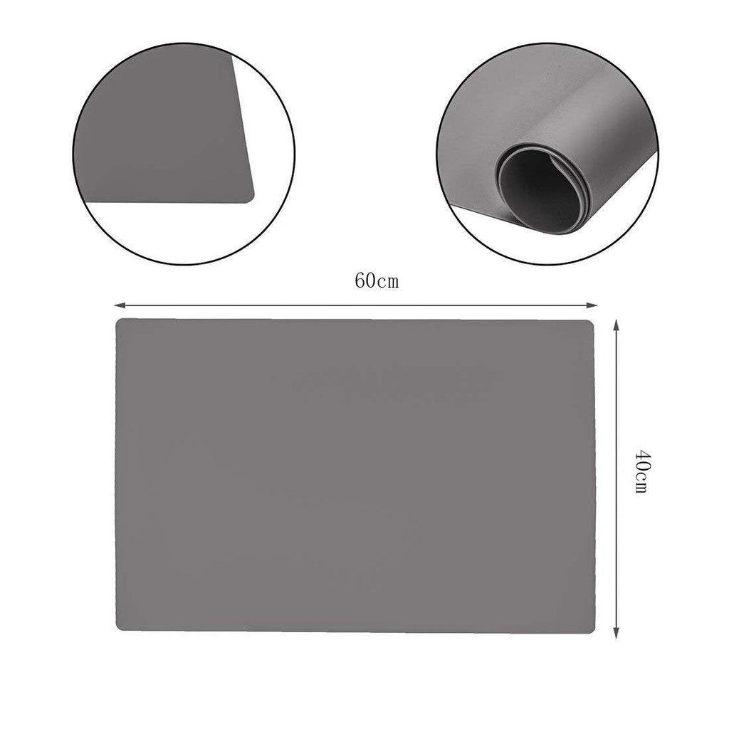 23.6'' by 15.7''Flexible Silicone Placemat Non Slip Waterproof Heat Resistant Dinner Table Grey 2 Pieces