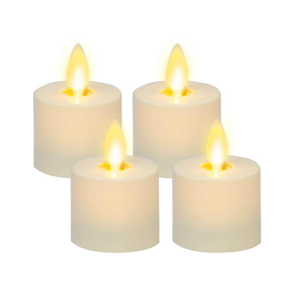 Flickering Flameless Pearl Ivory Tealights - Warm LED Light Flame Votives - Battery Operated Decor Table