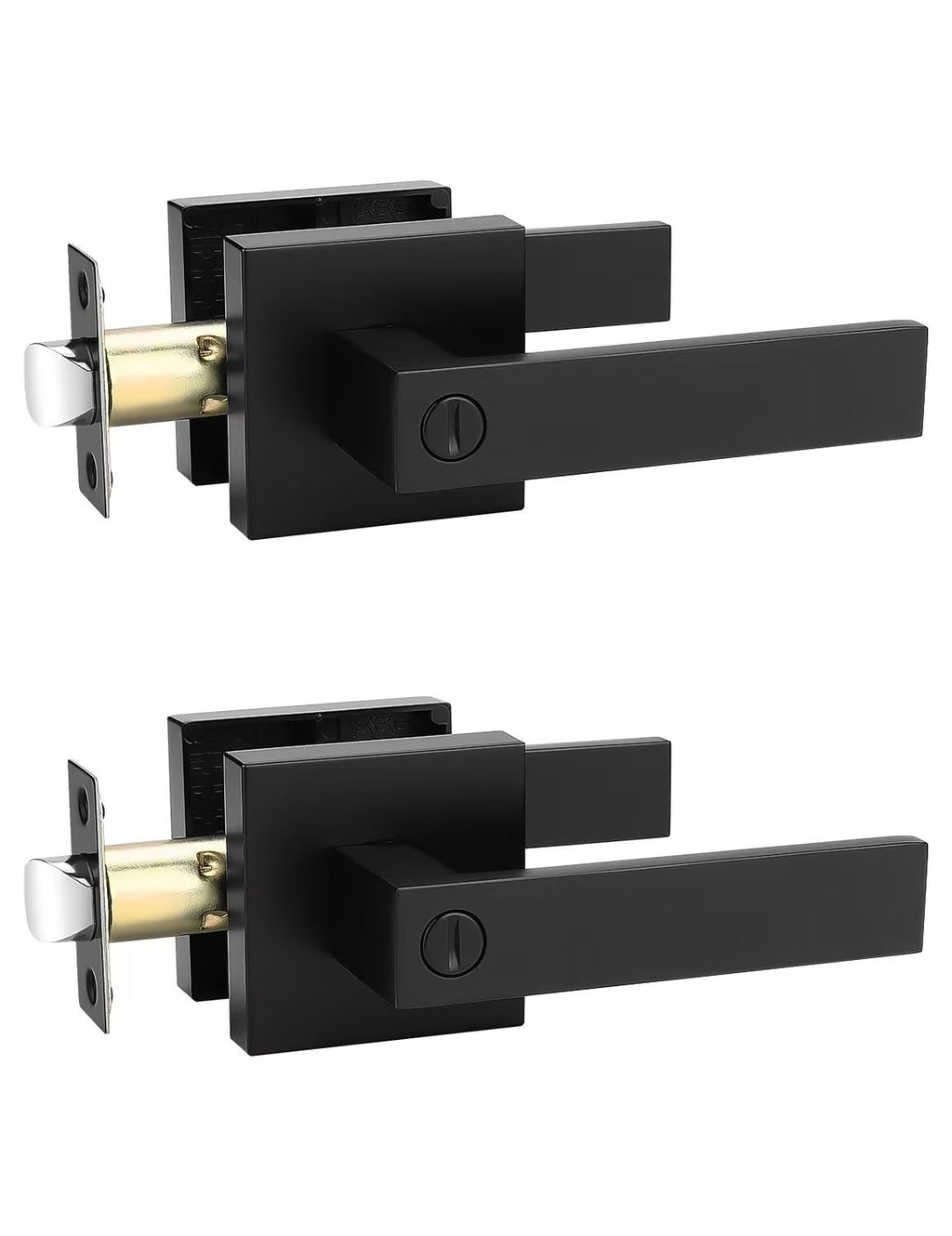 Matte Black Interior Privacy Door Handles Keyless with Lock, 2 Pack