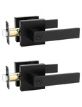 Matte Black Interior Privacy Door Handles Keyless with Lock, 2 Pack