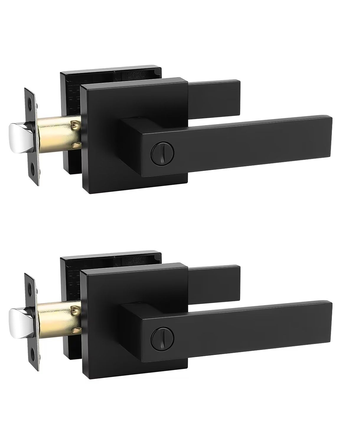Matte Black Interior Privacy Door Handles Keyless with Lock, 2 Pack