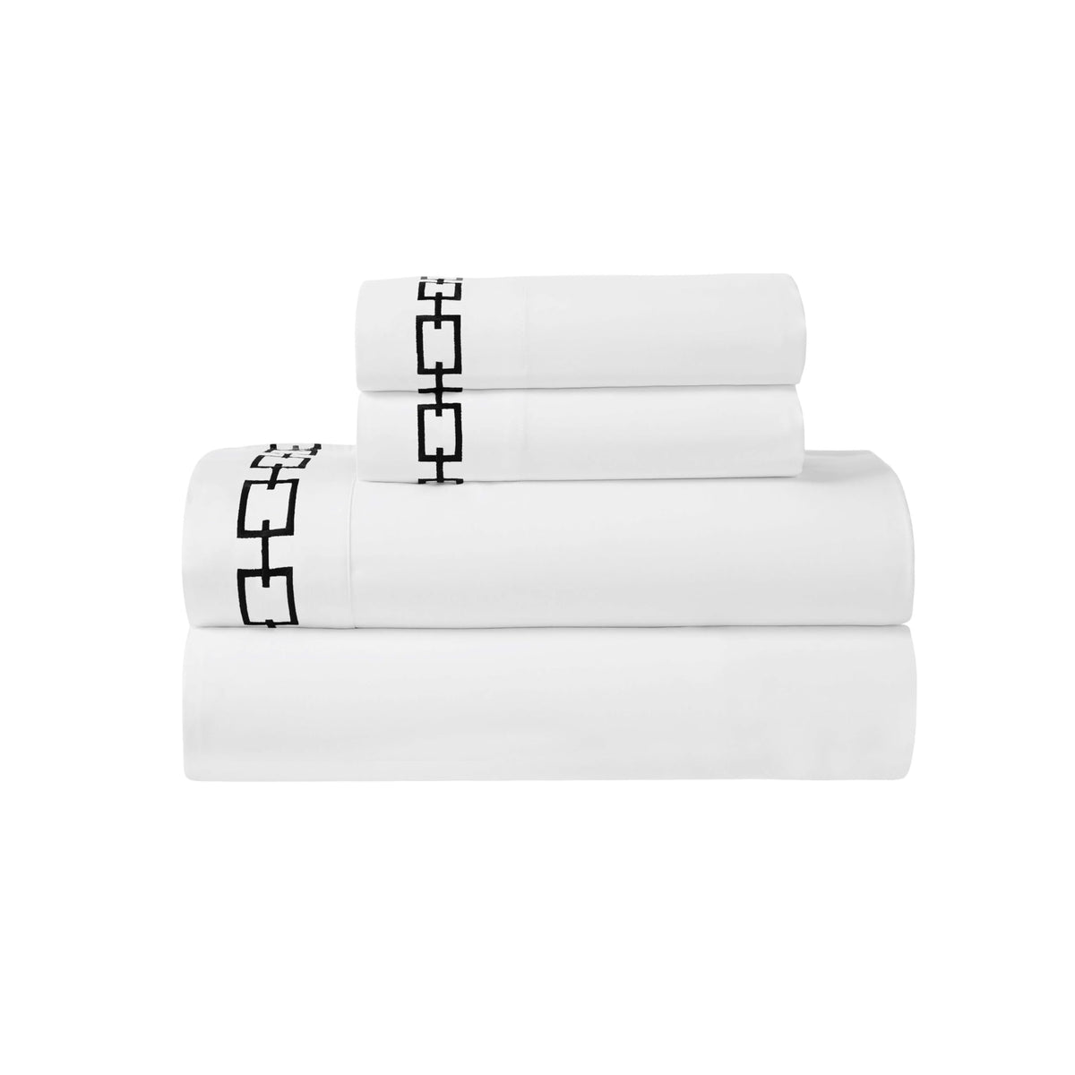 Embroidered Cotton Bed Sheet Set, 1 Elastic Deep Pocket Fitted Sheet, 1 Flat Sheet, 1 Pillowcase, Daily Soft Sheets