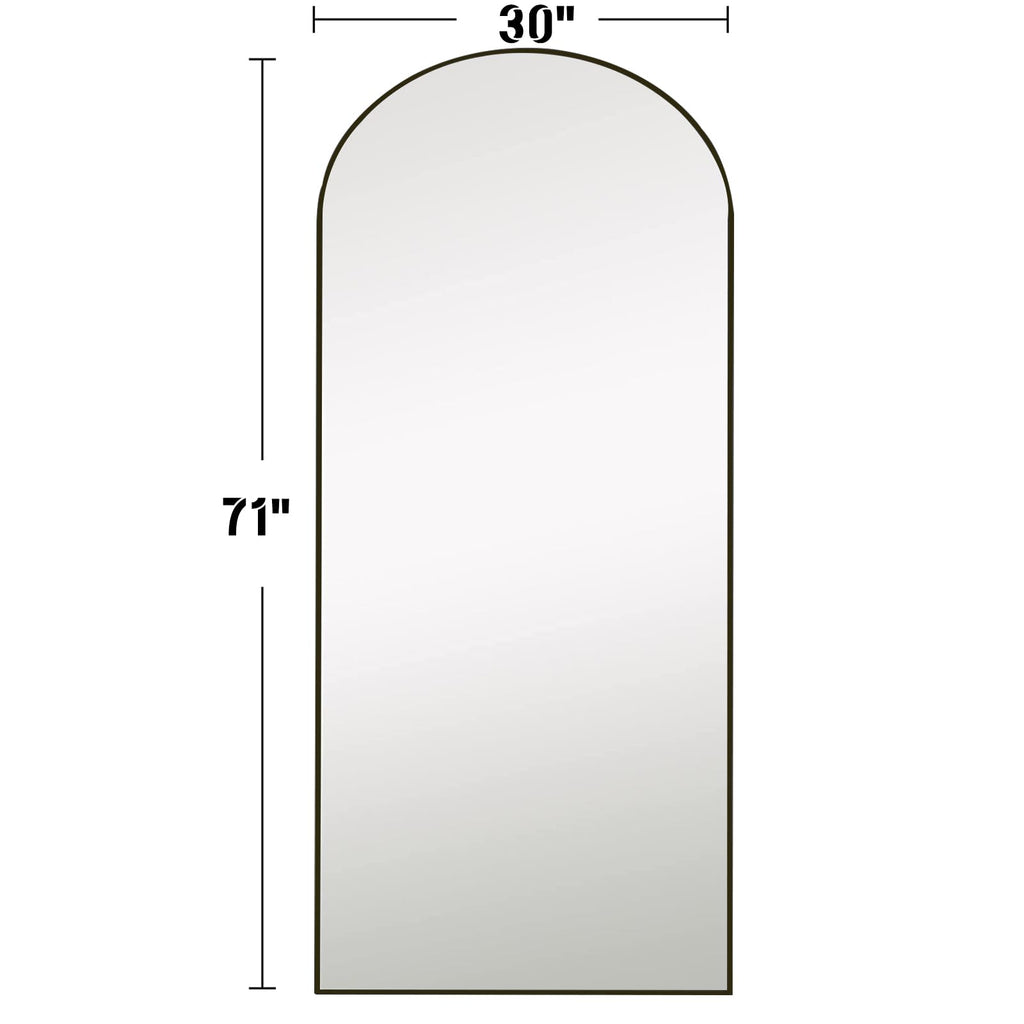 Full Length Mirror, 71"x30" Large Arched Standing Floor Mirror(Black)