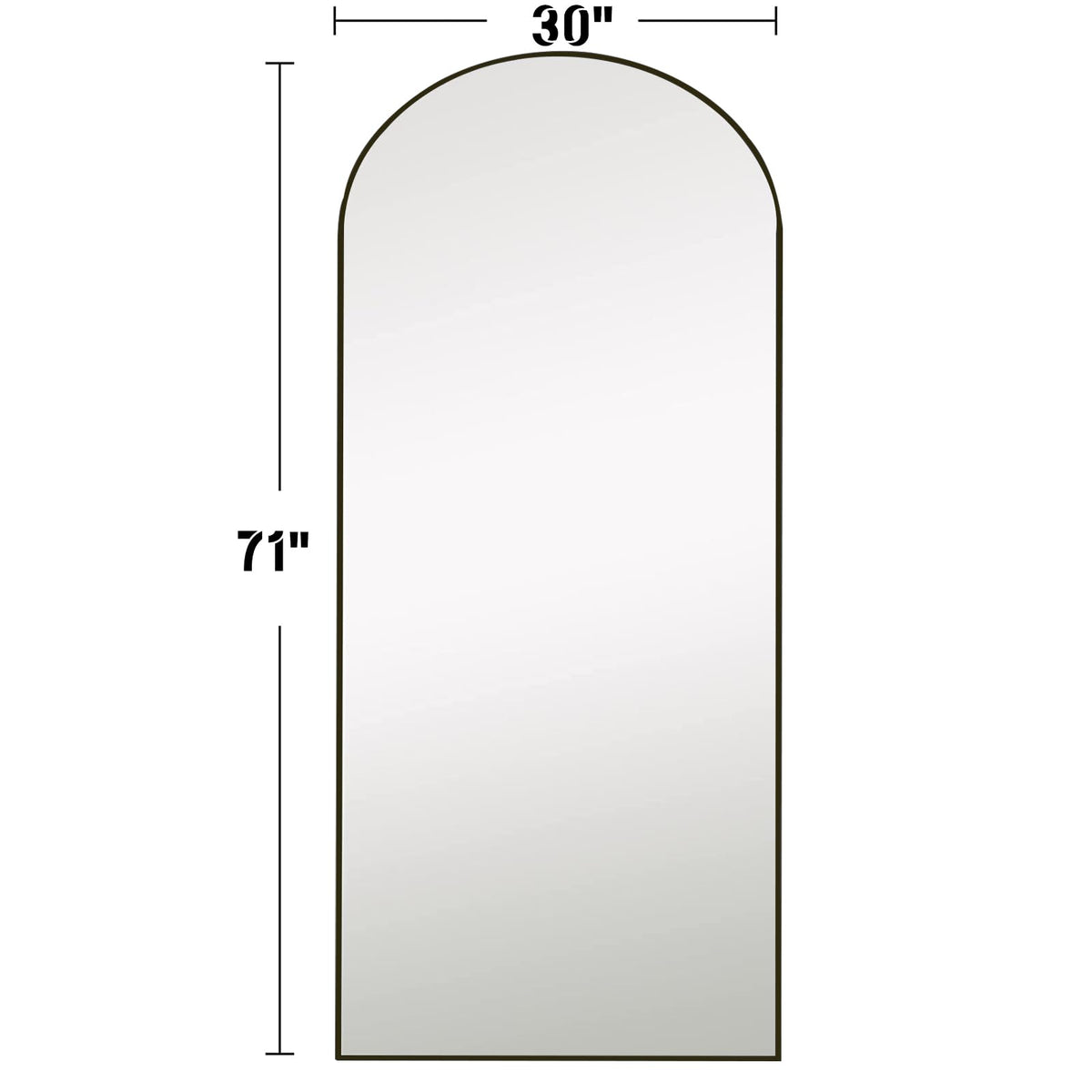 Full Length Mirror, 71"x30" Large Arched Standing Floor Mirror(Black)