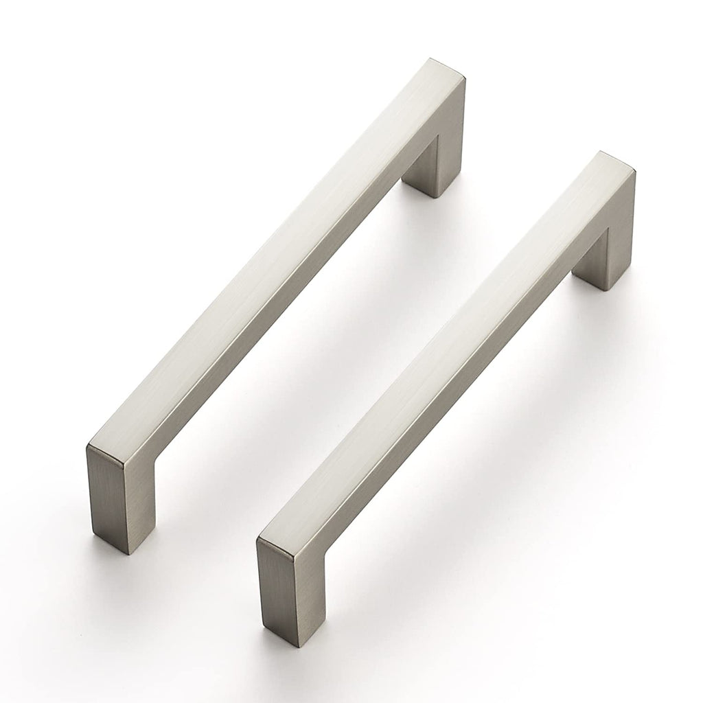 Brushed Nickel Square Solid Cabinet Handles, 3-3/4 Inch, 20 Pack