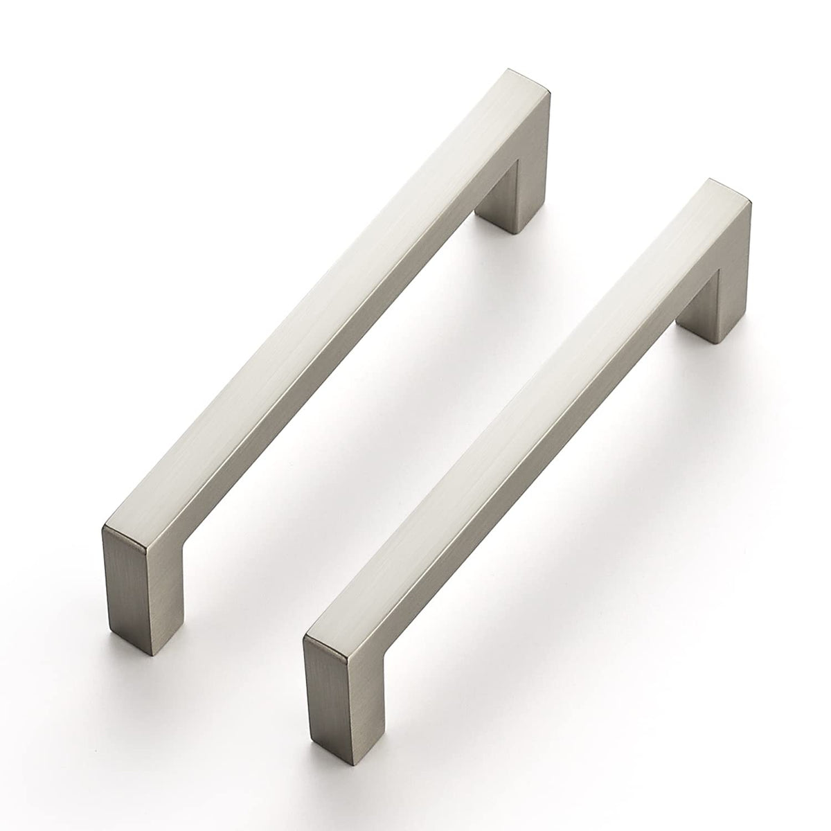 Brushed Nickel Square Solid Cabinet Handles, 3-3/4 Inch, 20 Pack