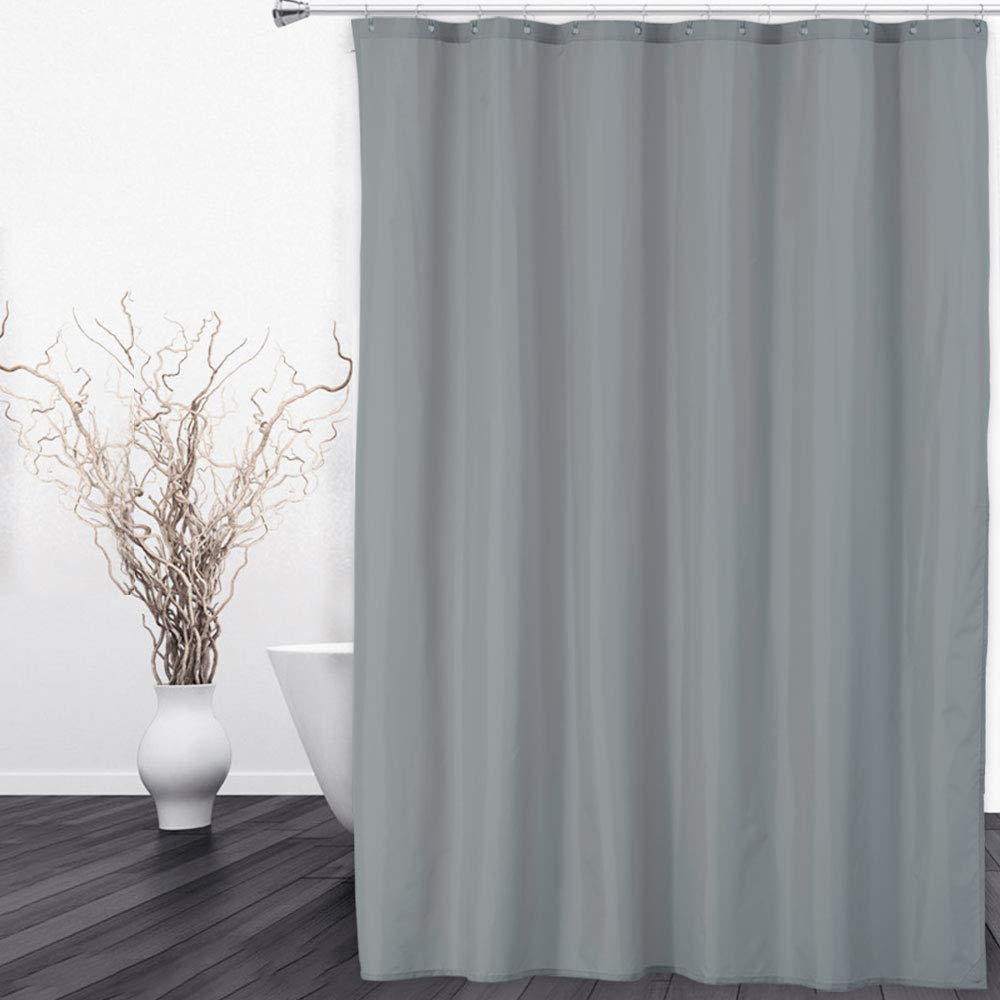 Hotel Quality 100% Waterproof Fabric Shower Curtain Liner with Magnets, 72x72 Inch, Grey