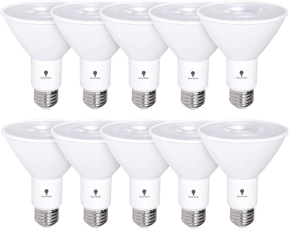 10 Pack PAR30 Outdoor LED Flood Light Bulb 12W 100 Watt Equivalent 900 Lumens Dimmable Waterproof E26 3000K Warm