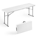 Folding Table 6FT Narrow Portable Plastic Heavy Duty Table, White