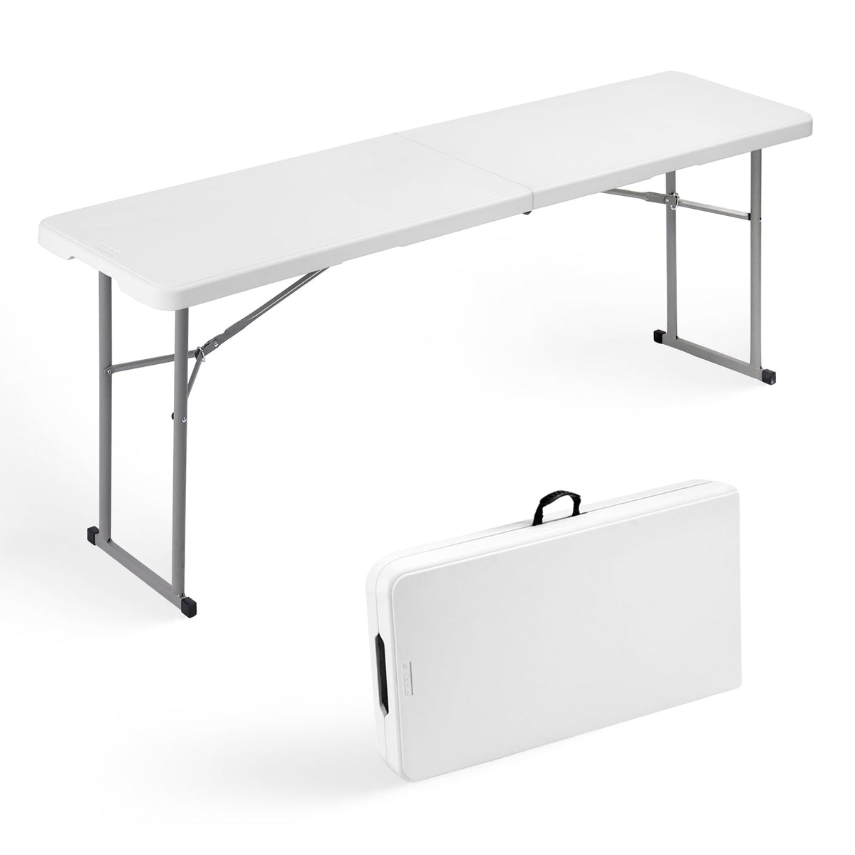 Folding Table 6FT Narrow Portable Plastic Heavy Duty Table, White