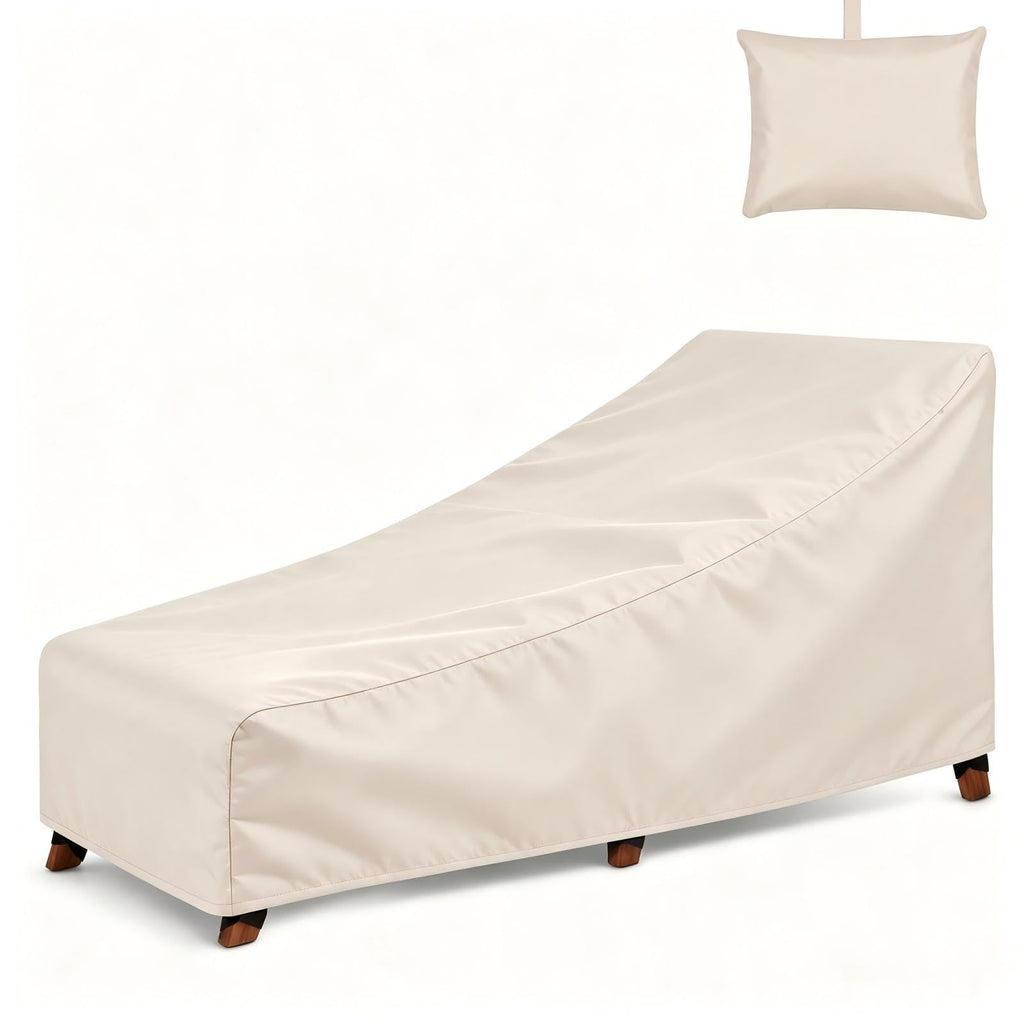 Chaise Lounge Cover 1 Pack Heavy Duty Patio Furniture Covers with Storage Bag, Buckles & Drawstring Outdoor Lounge