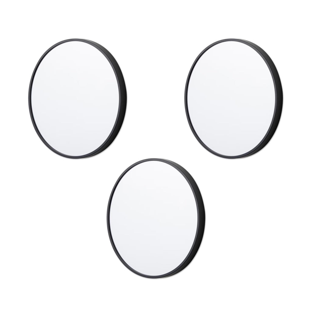 3 Pack 10 Inch Round Wall Mirror Set, Black & Gold Modern Thin Frame Decorative Circular Mirrors, Art Decor Bedroom