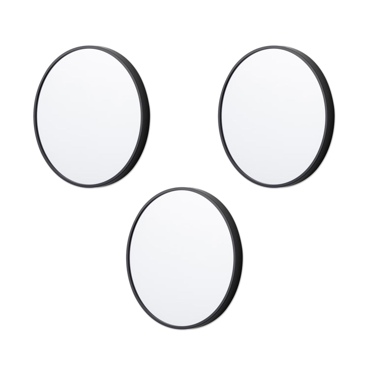 3 Pack 10 Inch Round Wall Mirror Set, Black & Gold Modern Thin Frame Decorative Circular Mirrors, Art Decor Bedroom