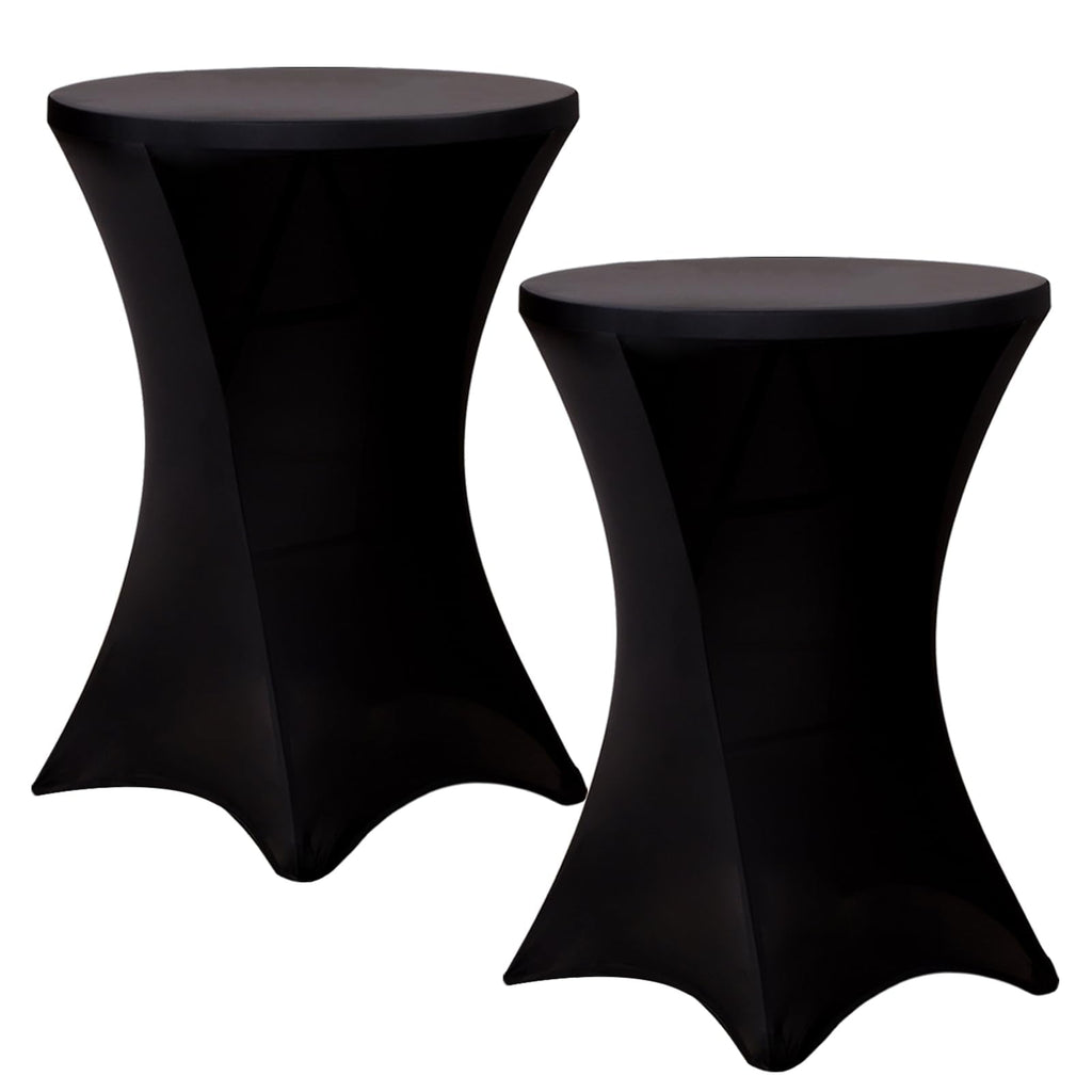 2 Pack Cocktail Tablecloth Bar Top Table Covers Round Black Spandex