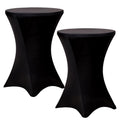 2 Pack Cocktail Tablecloth Bar Top Table Covers Round Black Spandex