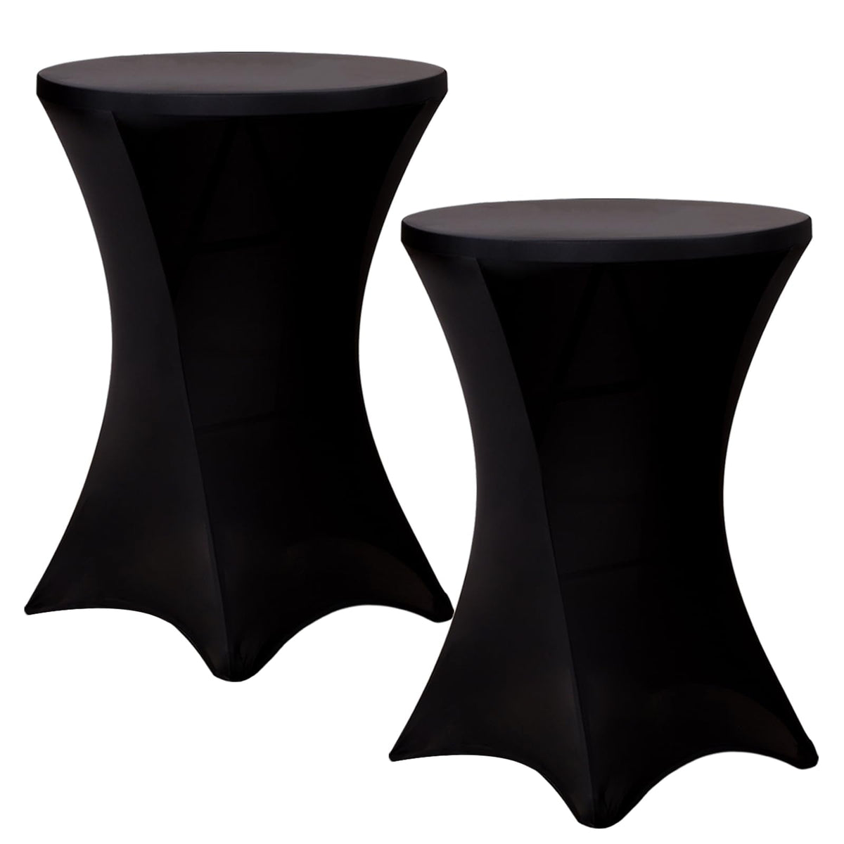 2 Pack Cocktail Tablecloth Bar Top Table Covers Round Black Spandex