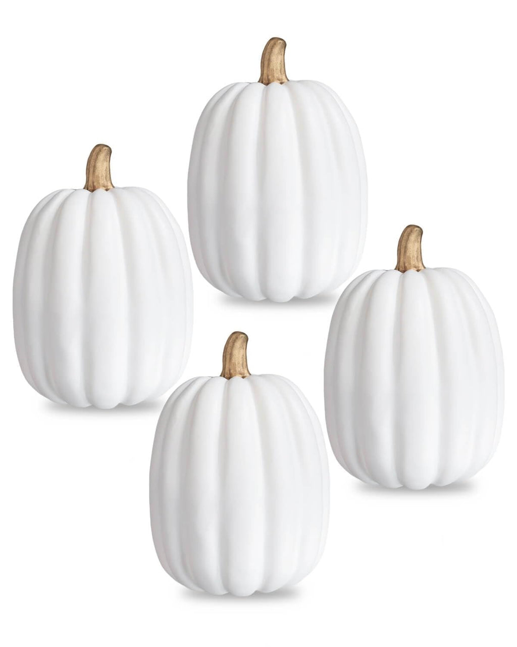 8 Inch White Artificial Pumpkins, 4 Pack Foam Pumpkins for Fall Decor
