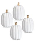 8 Inch White Artificial Pumpkins, 4 Pack Foam Pumpkins for Fall Decor