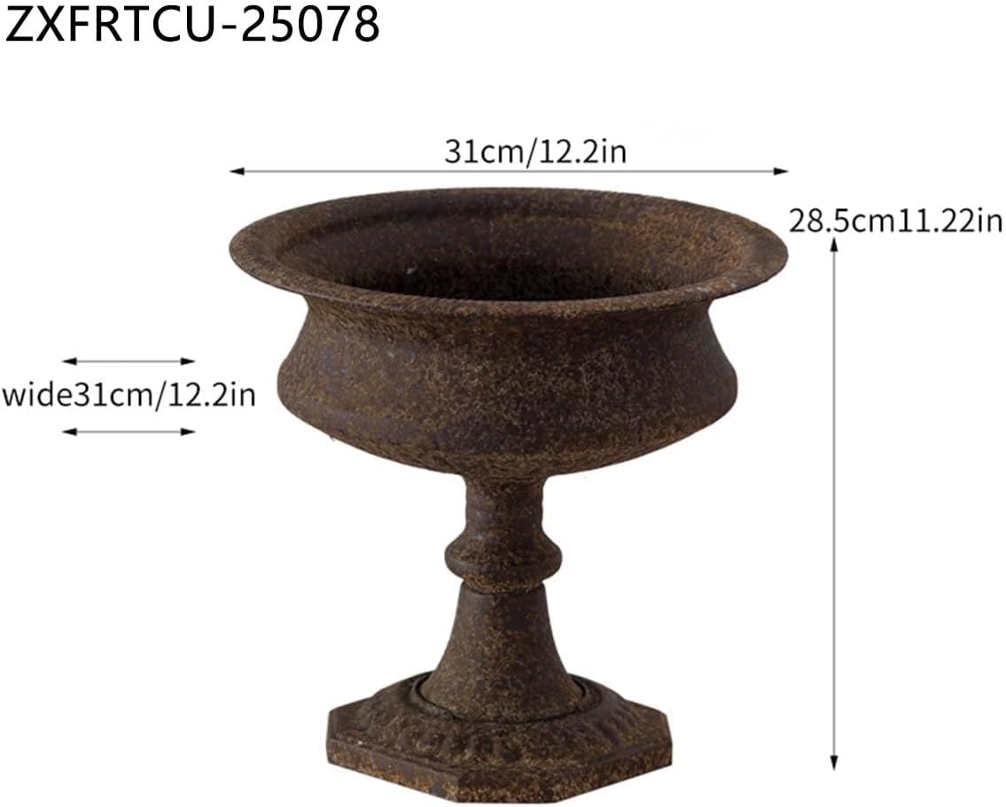 Vintage Pedestal Urn Planter,Rustic Brown | Antique Style Design, Indoor & Outdoor Use, Hexagonal Base, Succulent &