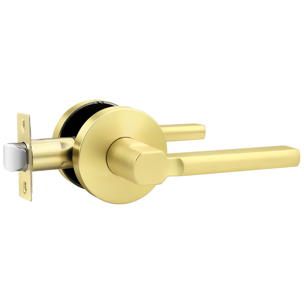 1 Pack Gold Passage Door Handle,Round Interior Door Lever and Closet,Keyless Non-Locking Door Lock,Left and Right
