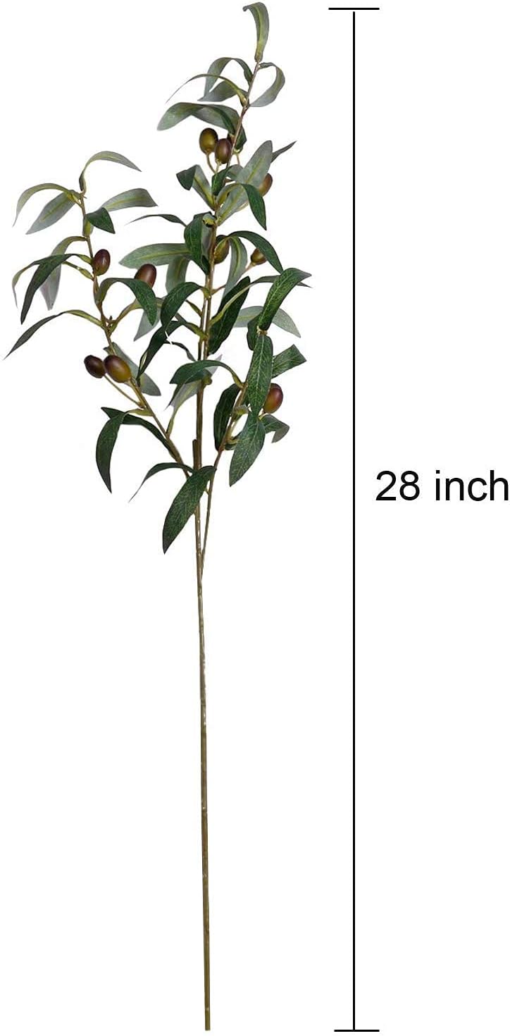 4 PCS 28 inch Artificial Olive Branches for Vases Greenery Olive Stems Faux Tree Branch Twig Wedding Shop Office