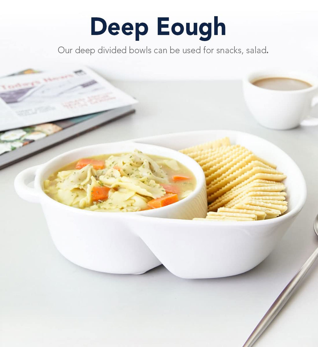 Chip and Dip Bowls, Anti-Soggy Cereal Bowl, Soup and Side/Cracker Bowls Sets for Breakfast, Soup and Sandwich, Bread