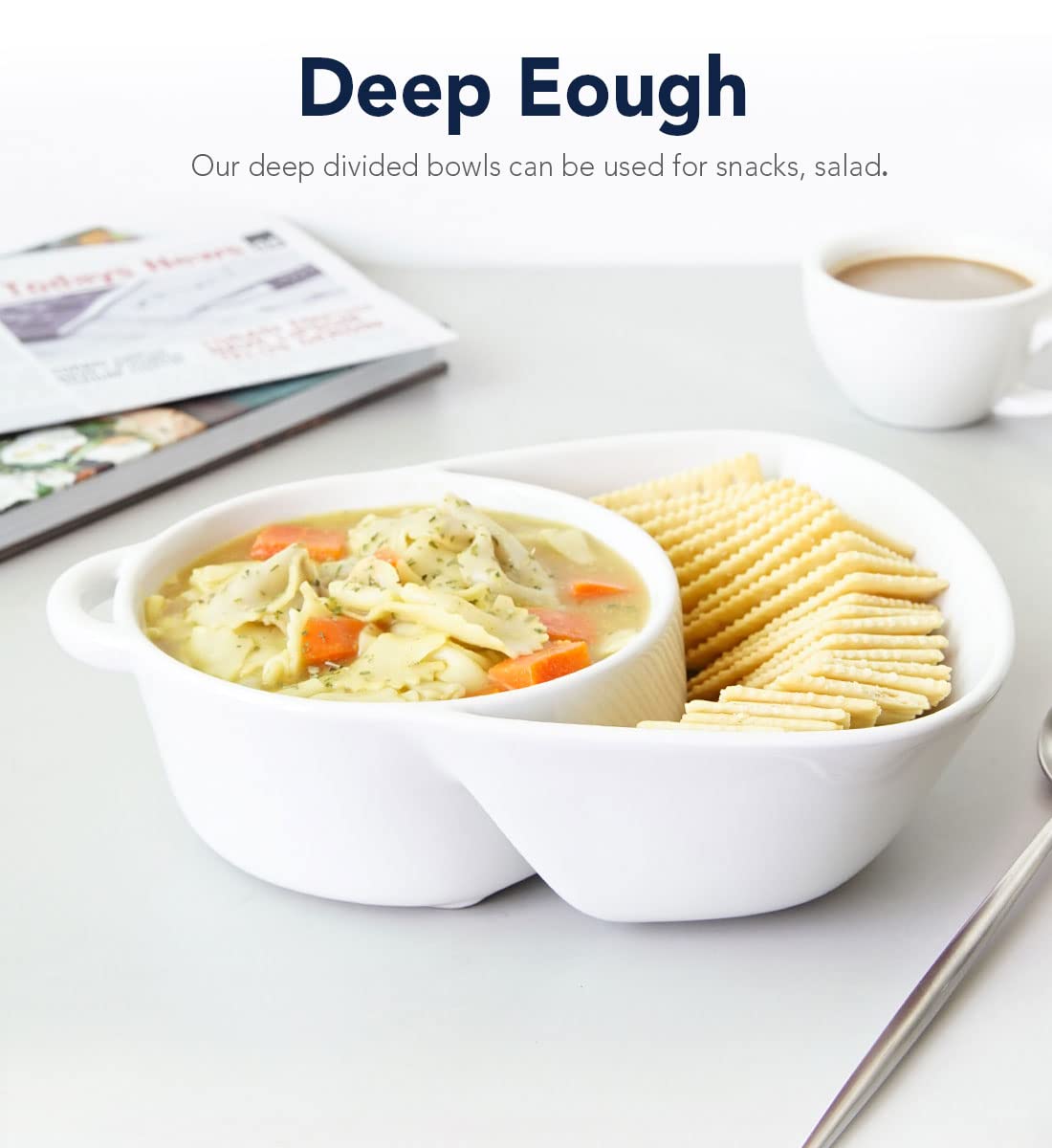 Chip and Dip Bowls, Anti-Soggy Cereal Bowl, Soup and Side/Cracker Bowls Sets for Breakfast, Soup and Sandwich, Bread