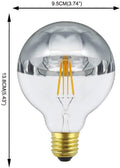 Half Chrome LED Filament Bulb G30 G95 6W LED Light Bulb, Silver Bowl Tipped, E26 Base, Warm White 2700K, 50W