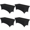 4-Pack Black Spandex Tablecloths - 72"x30"x30" Stretch Fitted Table Covers for 6ft Rectangle Folding Tables