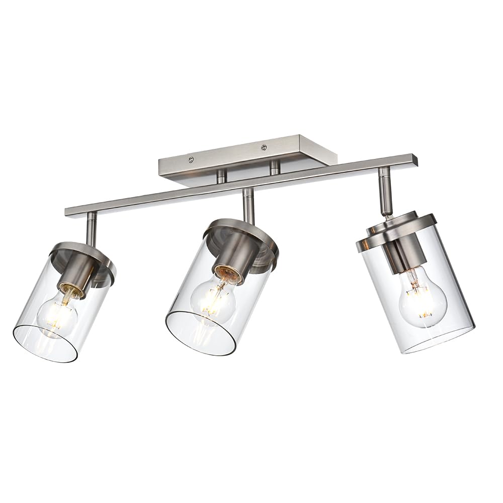 Modern Semi-Flush Mount Ceiling Light 3-Light Adjustable Ceiling Spotlight Brushed Nickel Kitchen Track Lighting