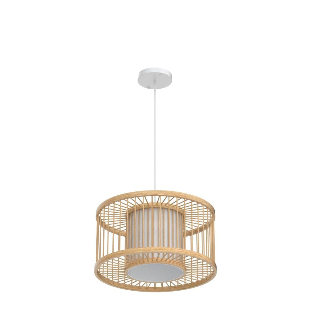 Janpandi Pendant Light, 15.8" Round Drum Bamboo Chandelier