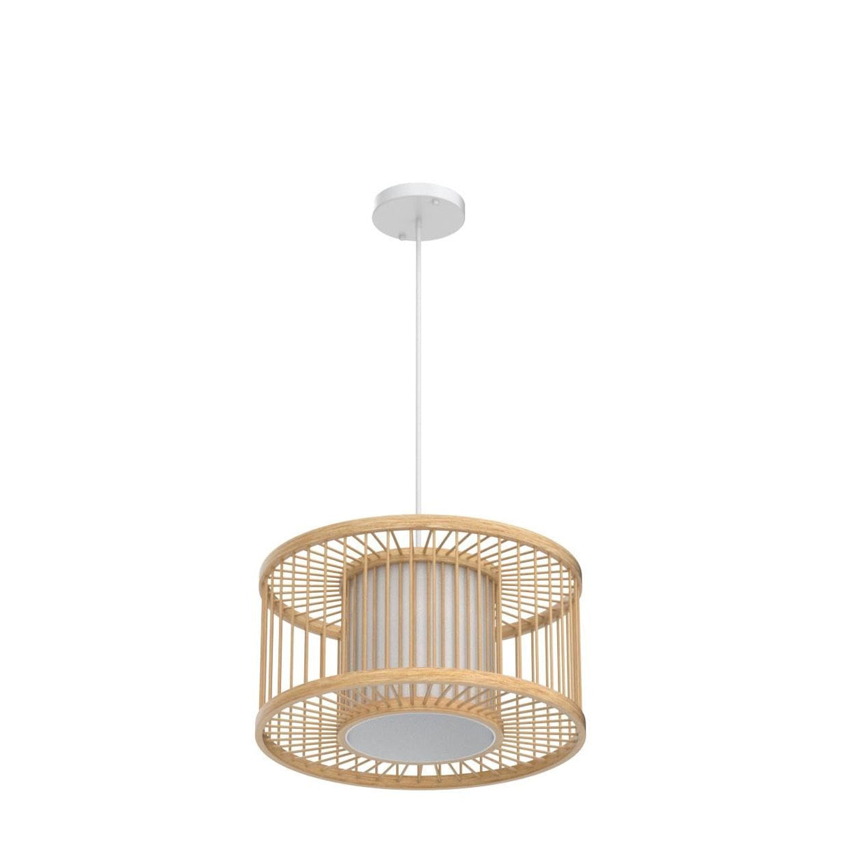 Janpandi Pendant Light, 15.8" Round Drum Bamboo Chandelier
