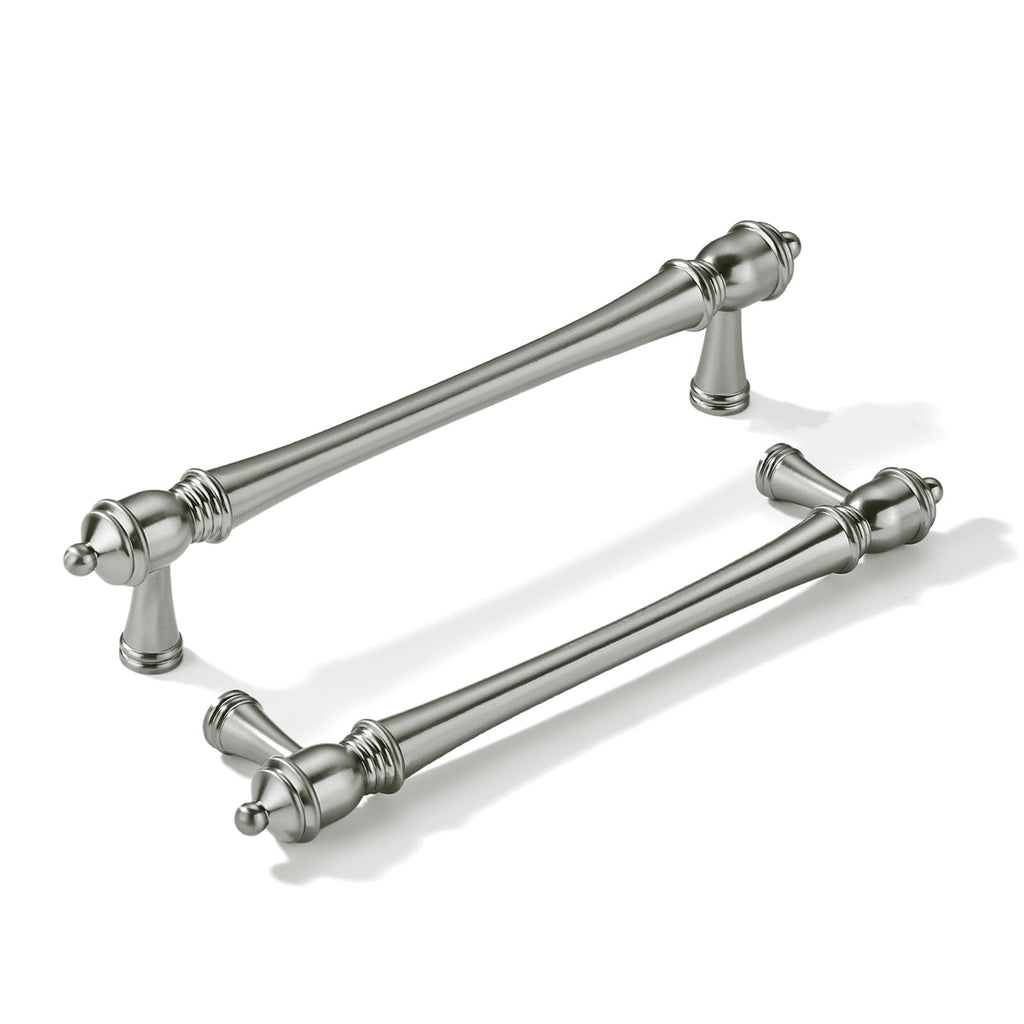 10 Pack 6 inch(152mm) Hole Center Brushed Nickel Cabinet Pulls Heavy-Duty Solid Satin Nickel Cabinet Hardware Drawer
