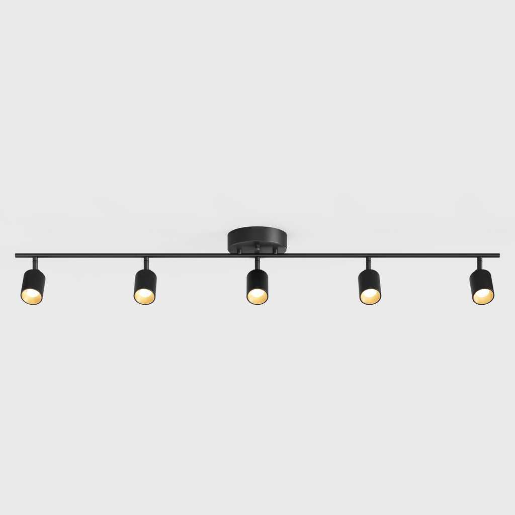Shura Black 5-Light Track Light with Adjustable Heads, Integrated LED Bulbs, 4 ft. Track Lighting Kit Ceiling Light