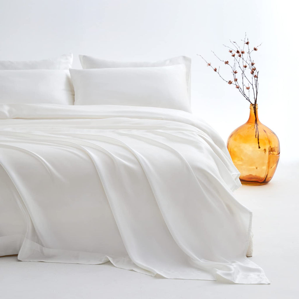 100% Mulberry Silk Sheet Set - 25 Momme Grade 6A, 21 Inch Deep Pocket, Luxurious Bed Sheets for Ultimate