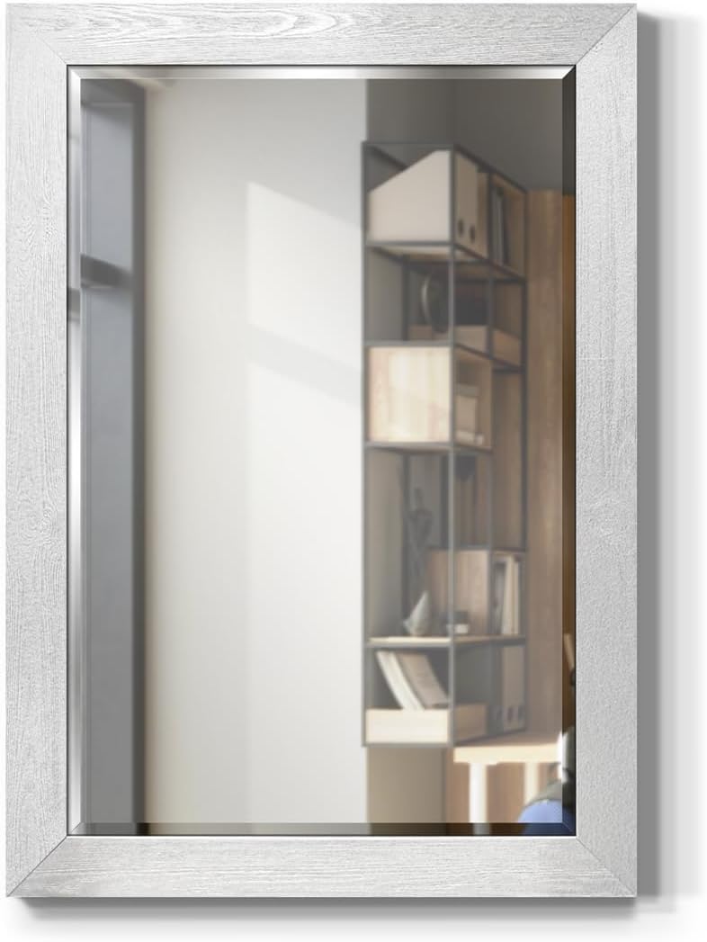 Rustic Rectangular Silver Wood Frame Vanity Body Mirror Verticle Or Horizontal Aesthetic Wall Mounted Mirror Decor