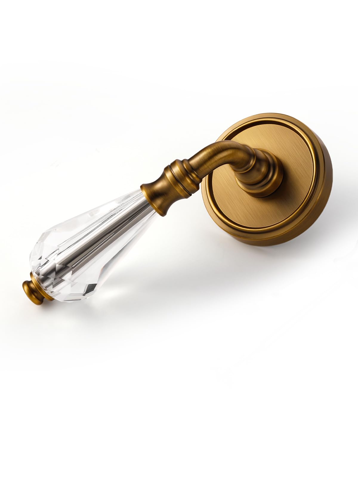 2 Pack Antique Brass Door Levers Crystal Door Knob Dummy Door Lever Glass Interior Dummy Handle Single Sided