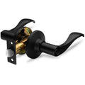 Entrance Lever Door Handle [Lock with Two Keys] or Front Door with a Iron Black Finish, Reversible for Right & Left