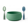 Baby Suction Bowl & Spoons Set 4+ Mo, Green/Blue