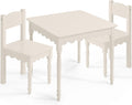 Kids Table and Chair Set for Toddlers, Solid Wood Activity Table and Chairs, Scalloped Edge Design, Sturdy 100 lb