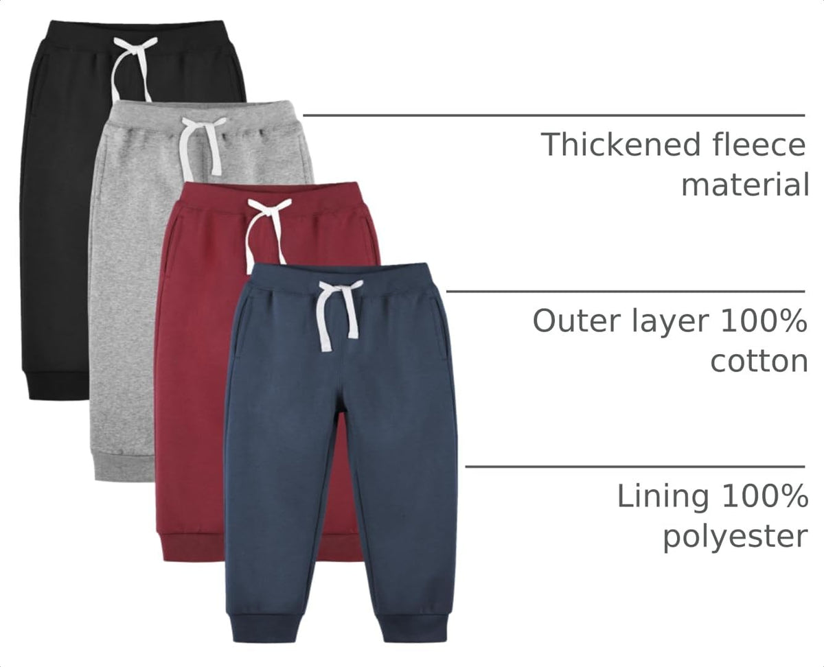 4 Pack Baby and Toddler Boys Sweatpants Fleece Lined Jogger Pants