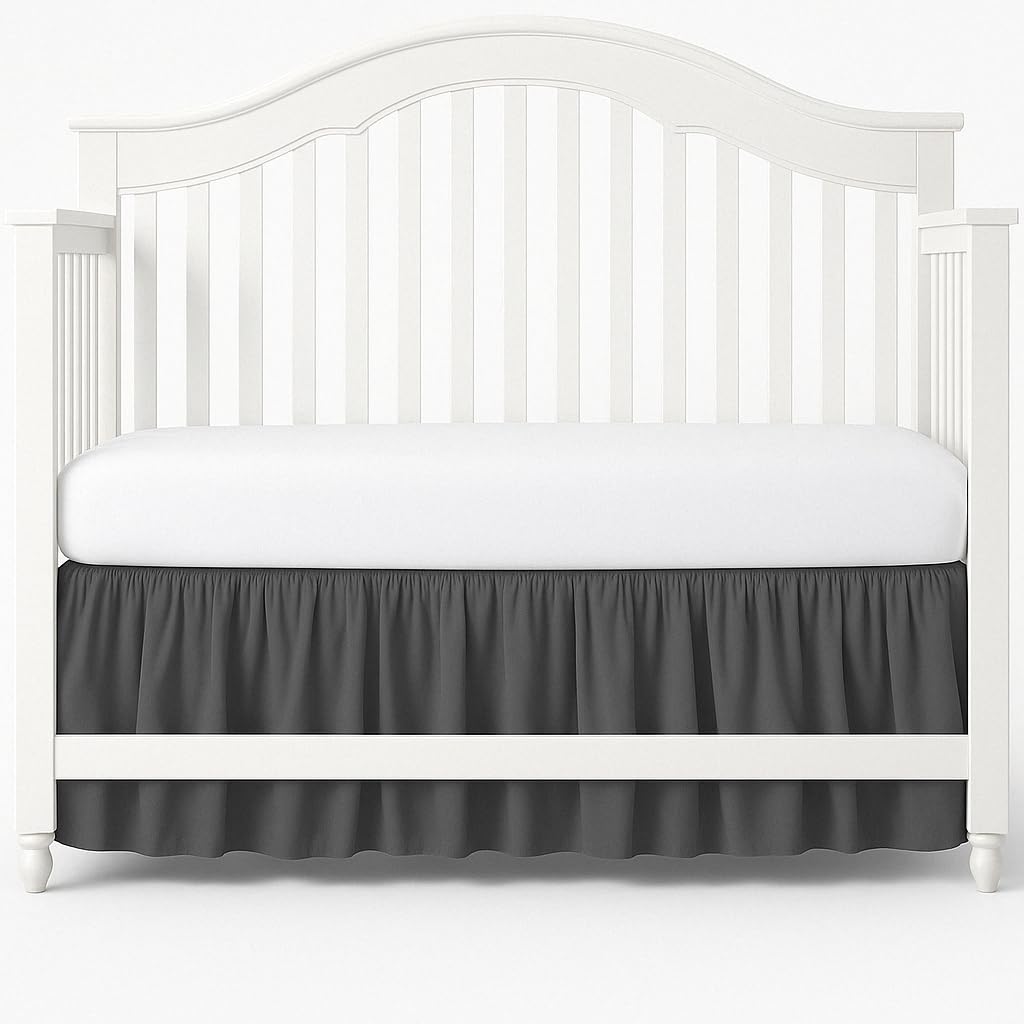 Crib Skirt Split Corners Crib Skirt Dust Ruffle 4 Sides Perfect Nursery Bedding for Baby Boy or Baby Girl, Fit All