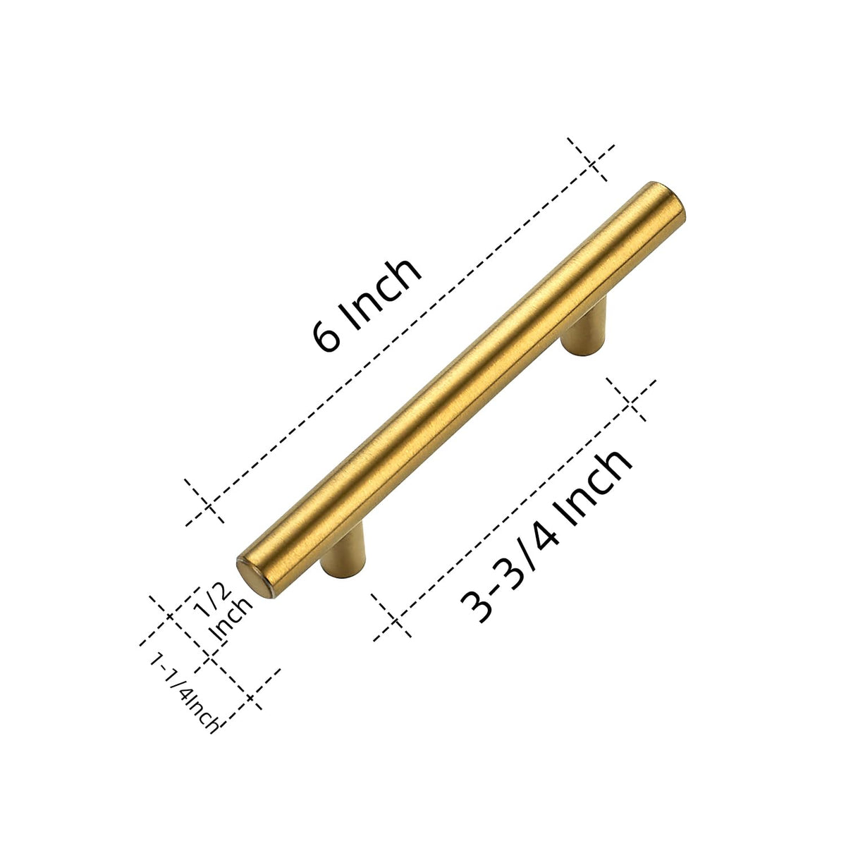Brushed Brass Cabinet Handles Round Drawer Pulls 6 Inch 5 Pack