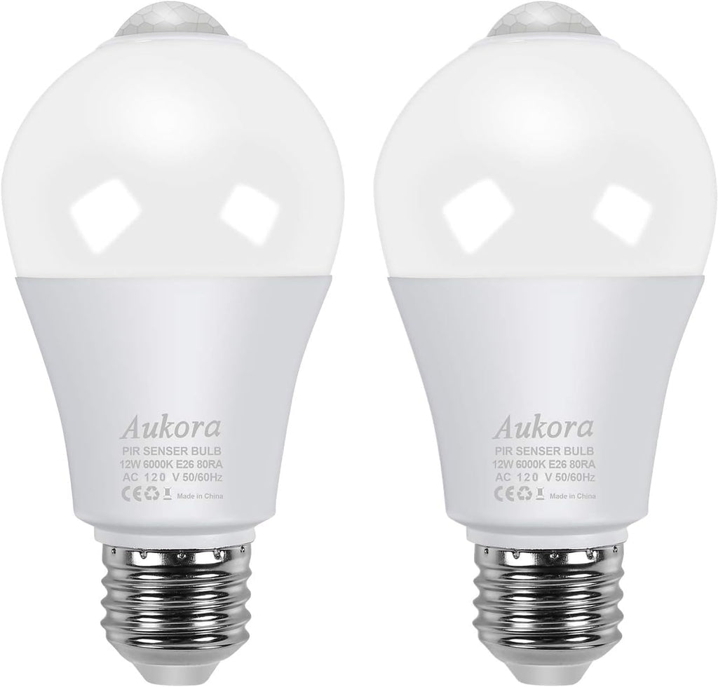 12W Motion Sensor Led Light Bulbs, 100W Equivalent E26 6500K 1000Lm