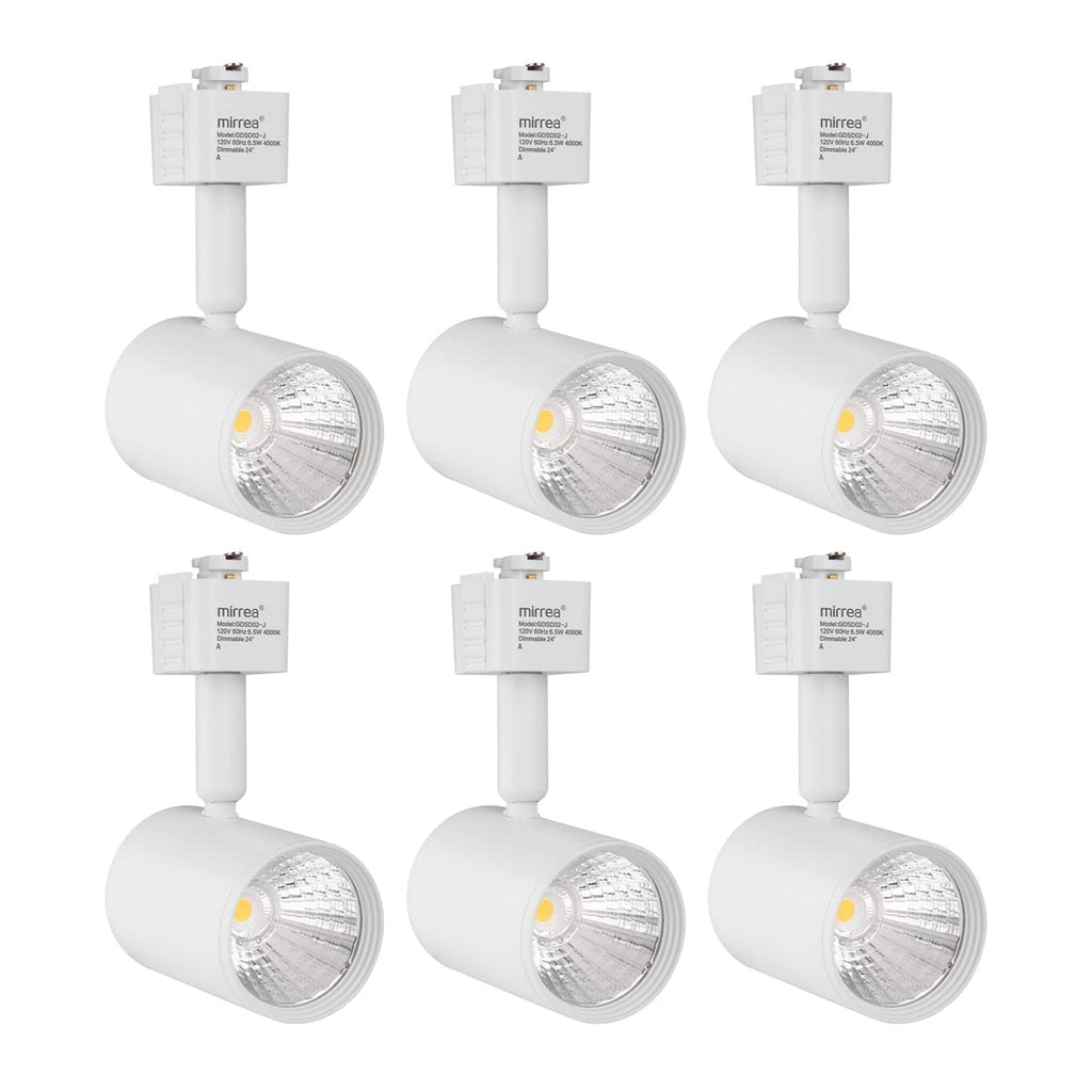 6 Pack J Type LED Track Lighting Heads 6.5W 4000K Neutral White