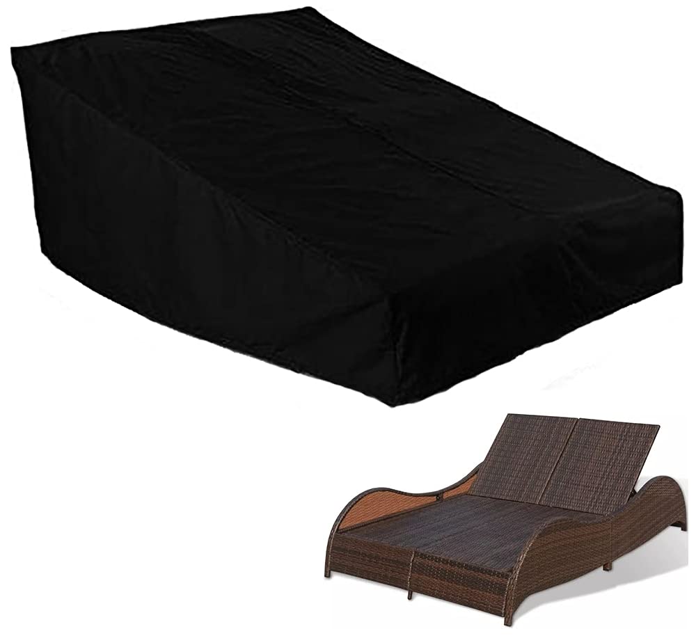 Double Wide Patio Chaise Lounge Chair Cover Waterproof 82in Outdoor Patio 2 Person Rattan Daybed Sofa Recliner Chaise
