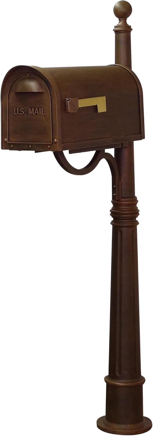 Classic Curbside Mailbox with Aluminum Post - Copper Mailbox with Ashland Post