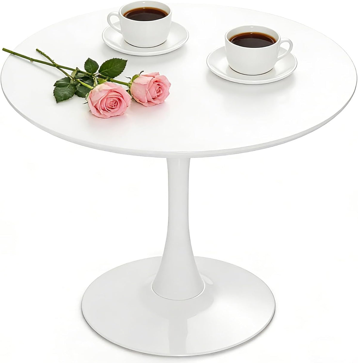 Inspired Saarinen Style Tulip Round Pedestal Dining Table — White, 42″ Round
